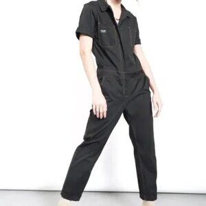 Black Wildfang Short Sleeve Essential Jumpsuit Small